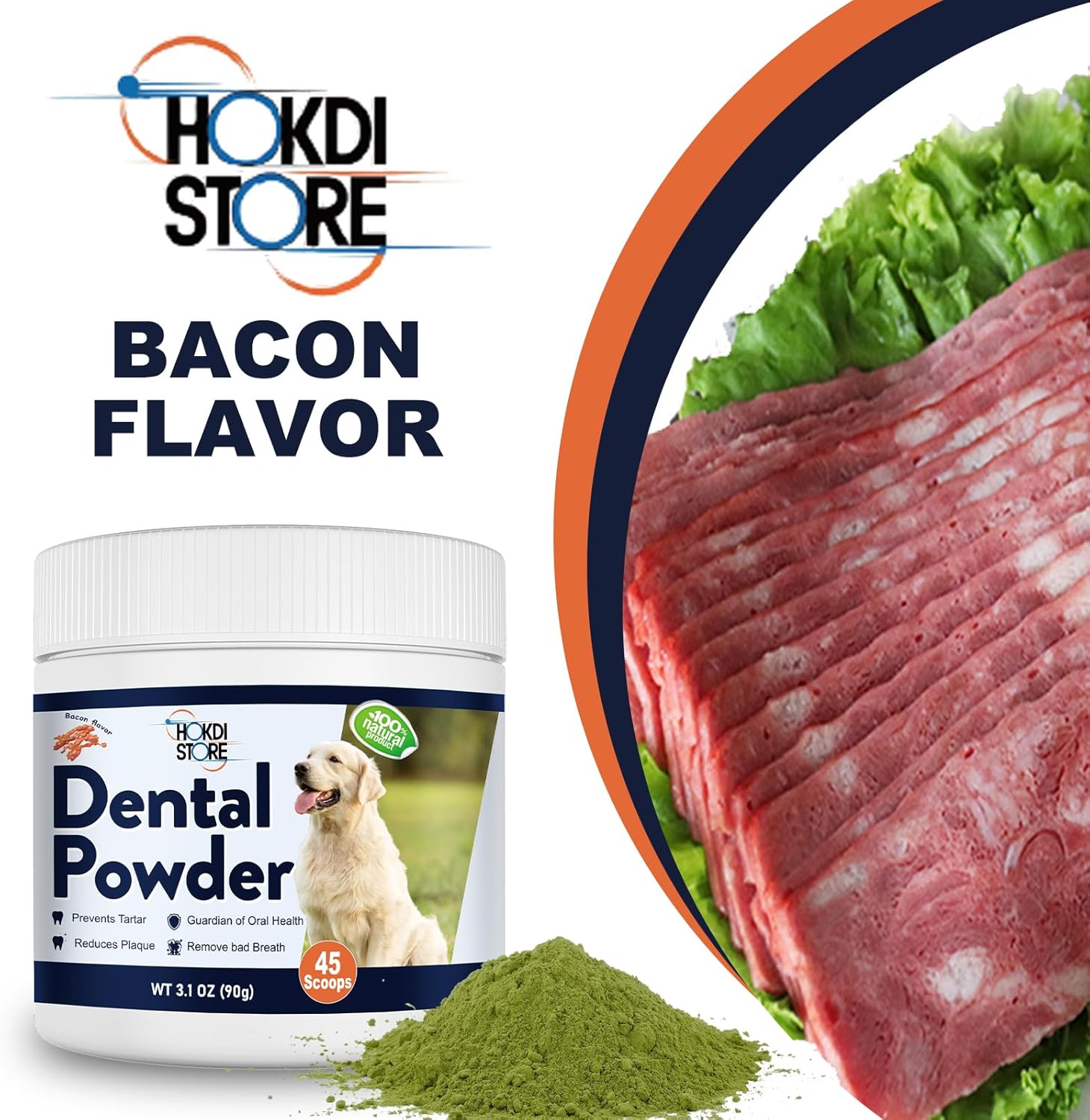 Hokdi Dog Dental Powder jar and box